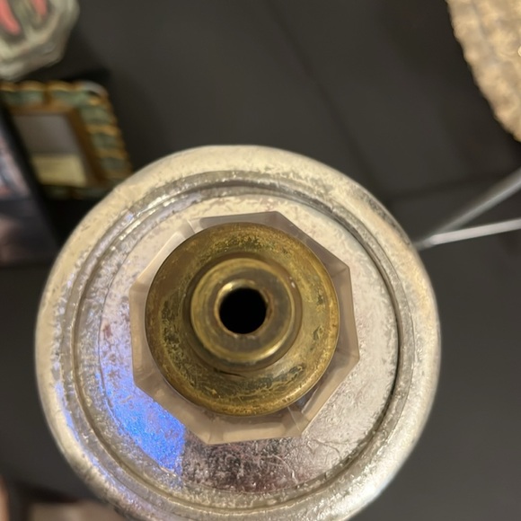 Antique Salvage Octagonal Crystal Glass Door Knob with Brass Base - Picture 7 of 9